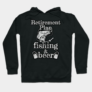 Retirement Plan Fishing & Beer Vintage Graphic For Dad Grandpa Retirement Party 2021 Funny Gift Hoodie